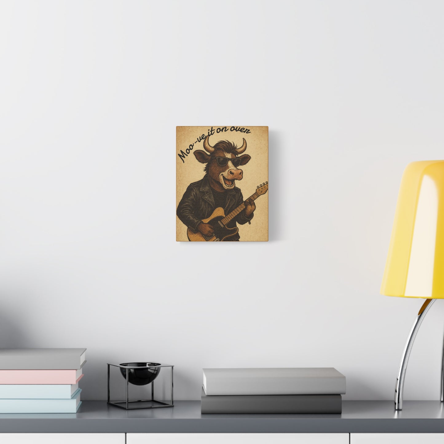 Rockin' Cow Canvas Wall Art, Moo-ve It On Over Decor