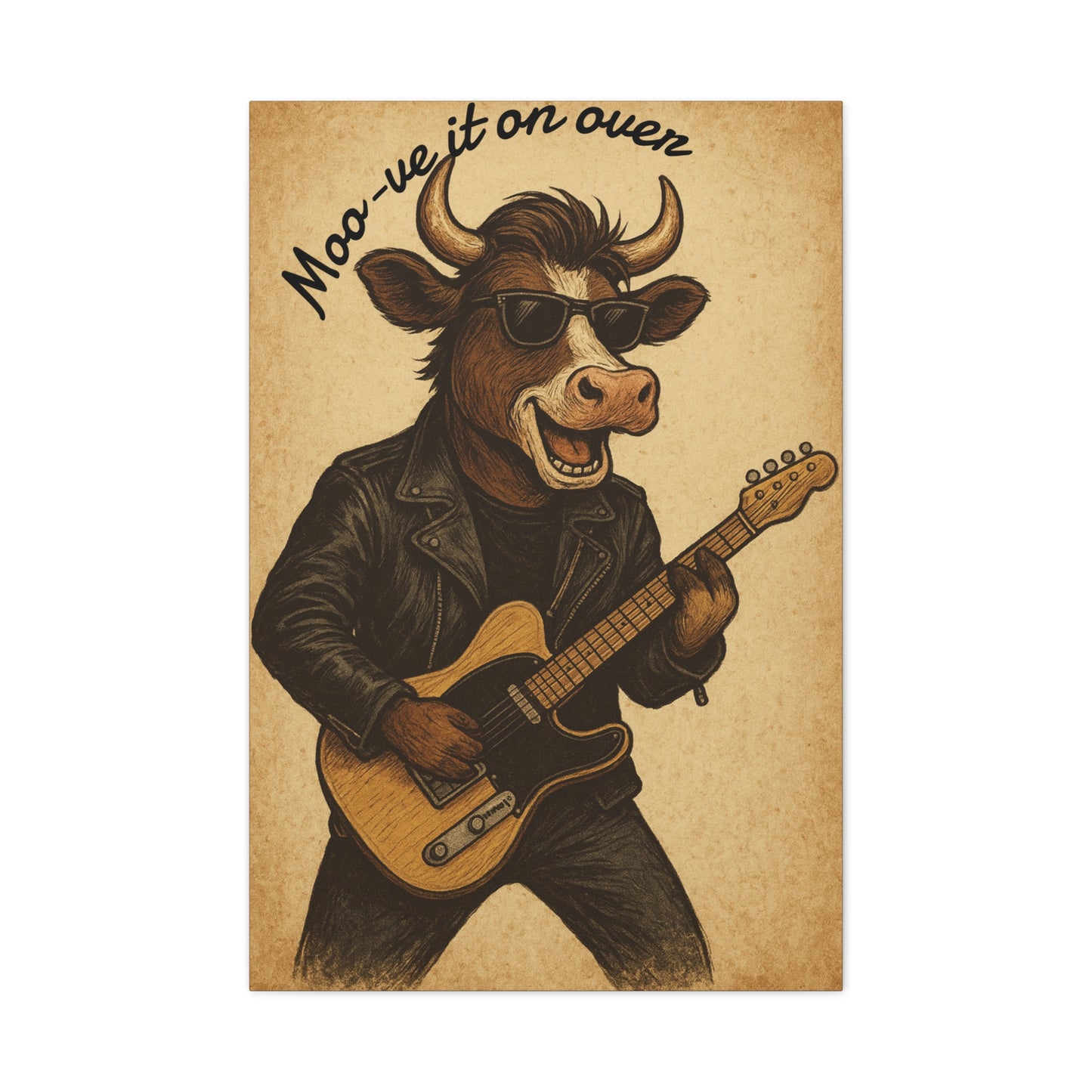 Rockin' Cow Canvas Wall Art, Moo-ve It On Over Decor