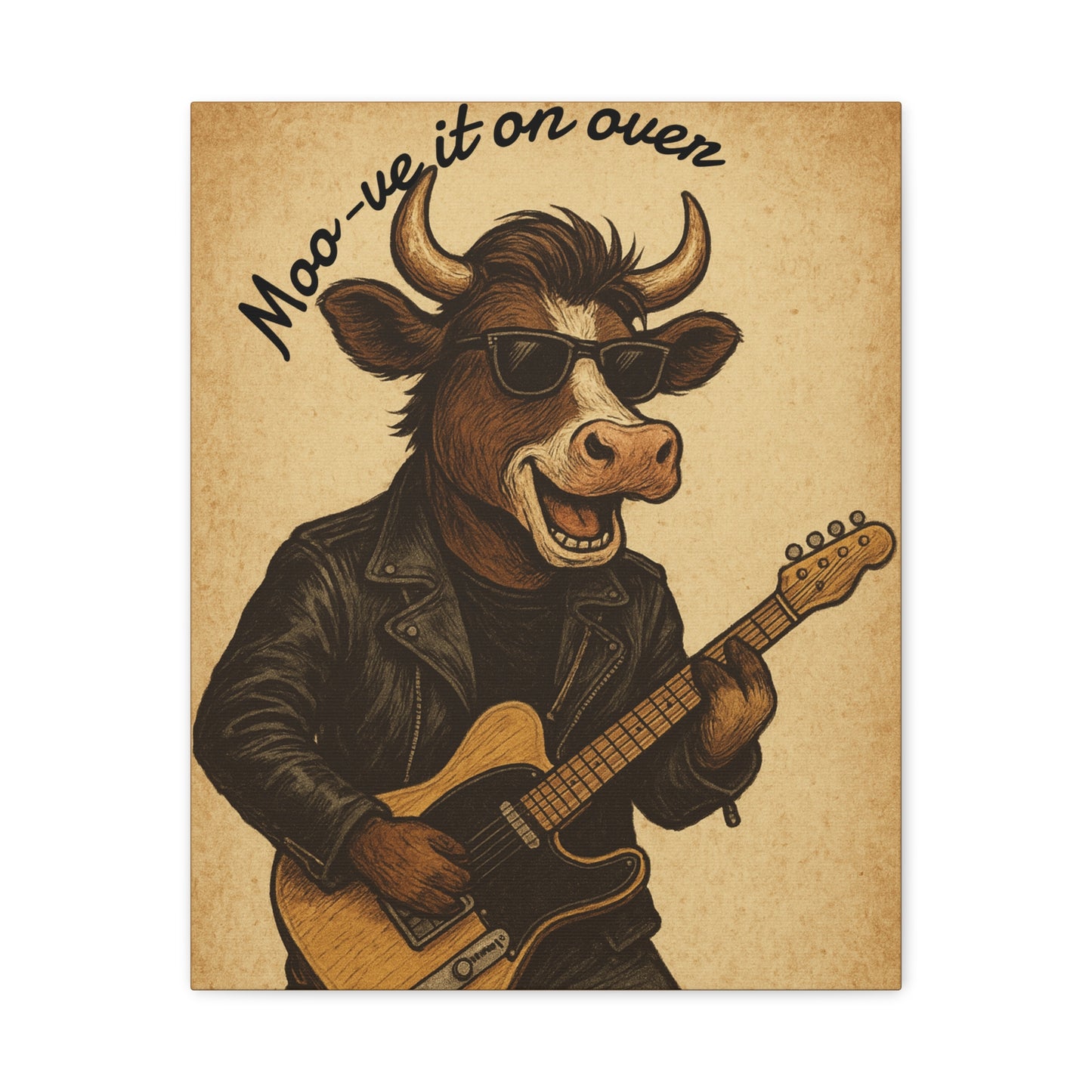 Rockin' Cow Canvas Wall Art, Moo-ve It On Over Decor