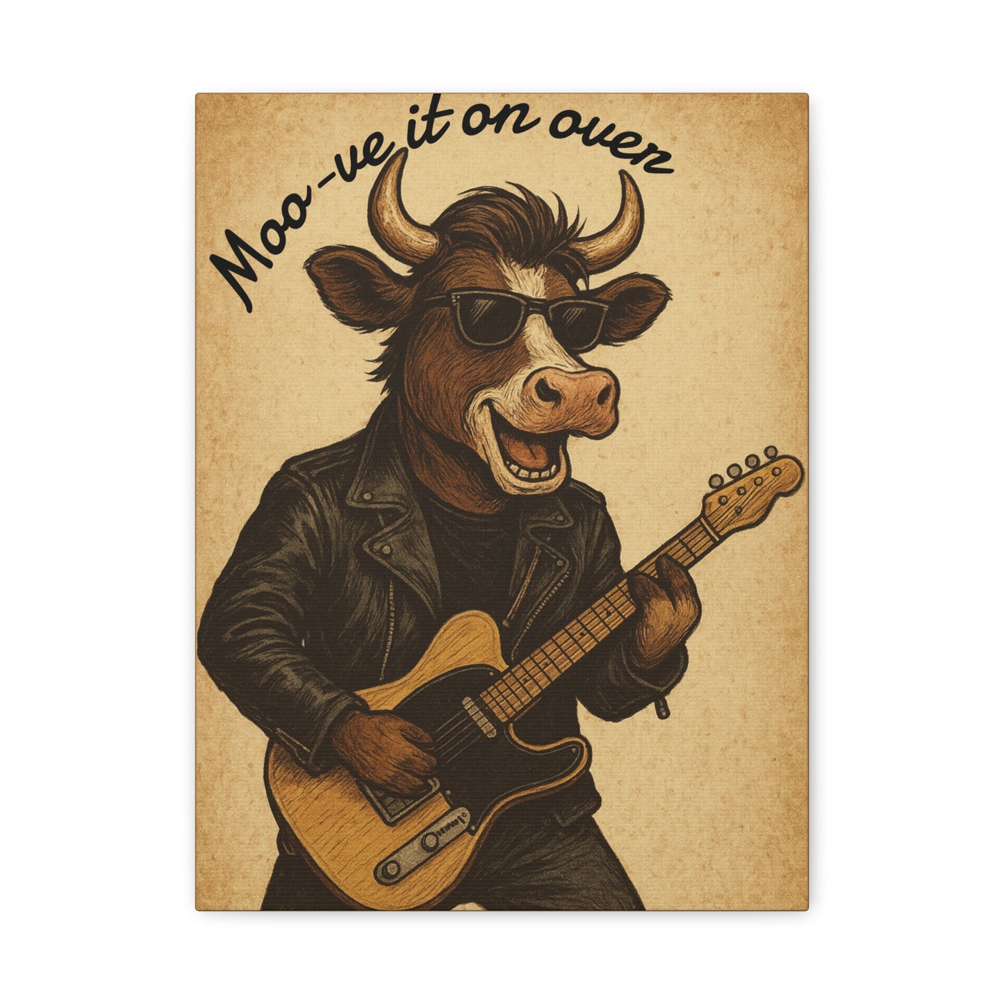 Rockin' Cow Canvas Wall Art, Moo-ve It On Over Decor