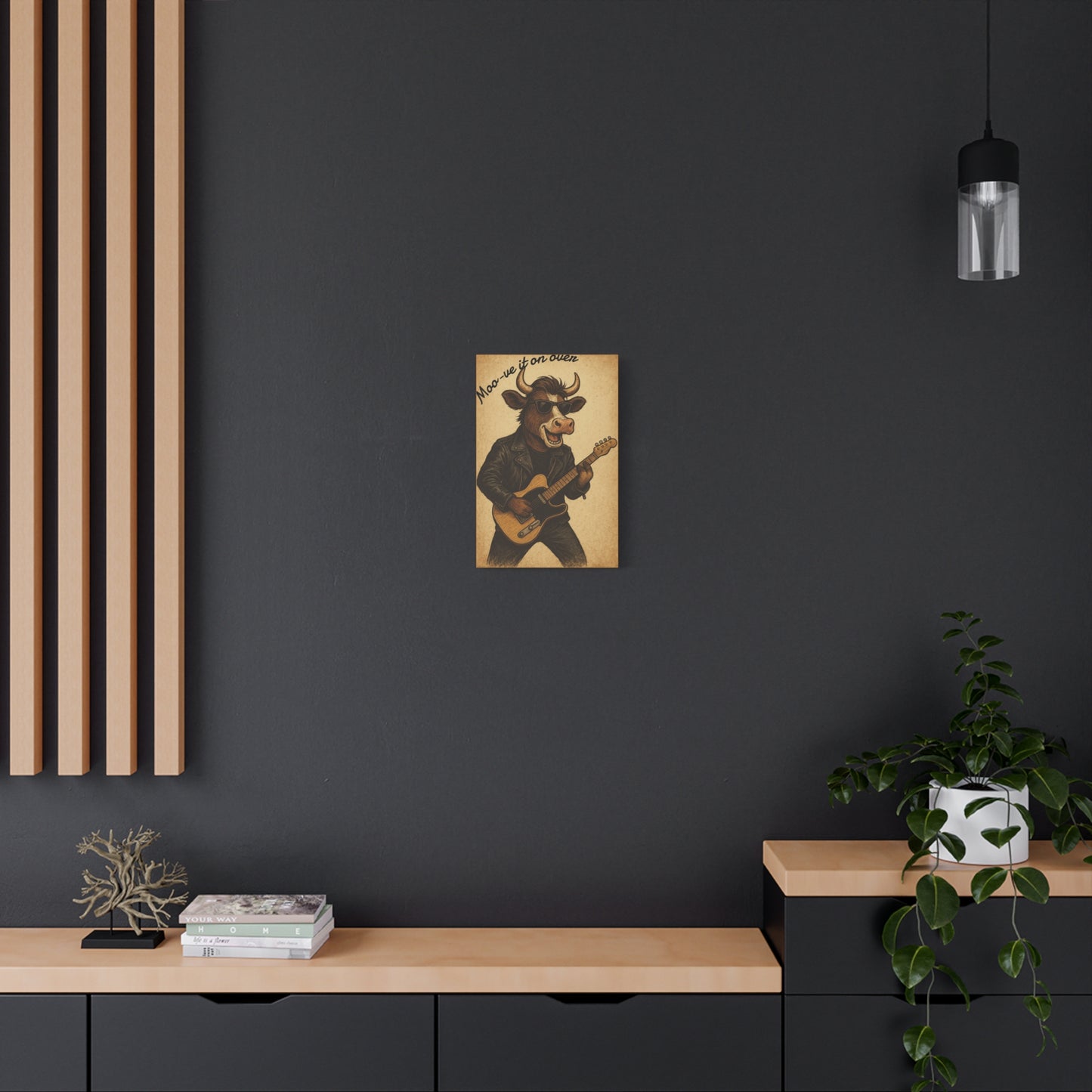 Rockin' Cow Canvas Wall Art, Moo-ve It On Over Decor