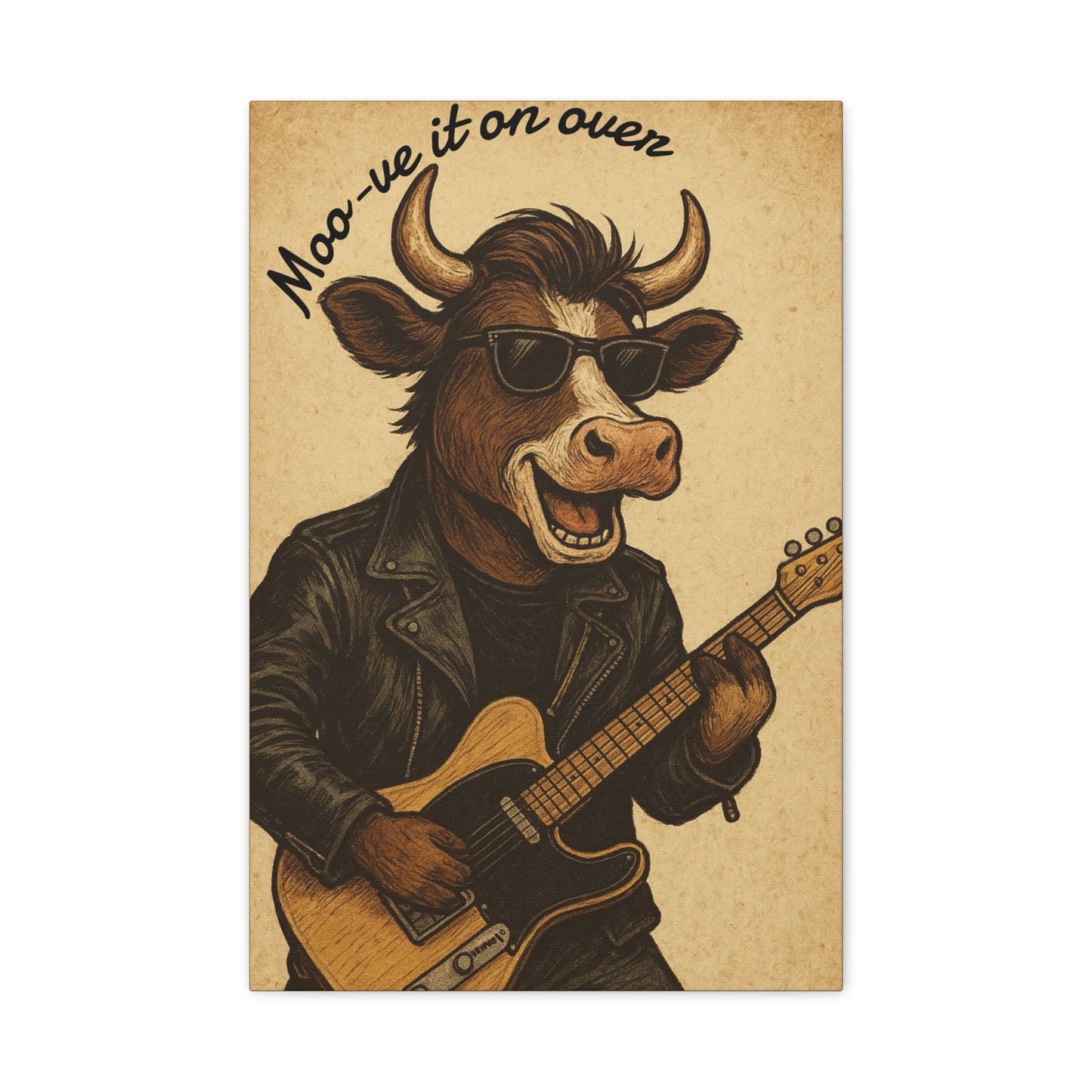 Rockin' Cow Canvas Wall Art, Moo-ve It On Over Decor