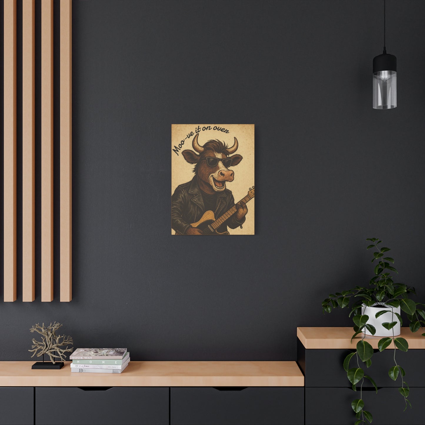 Rockin' Cow Canvas Wall Art, Moo-ve It On Over Decor