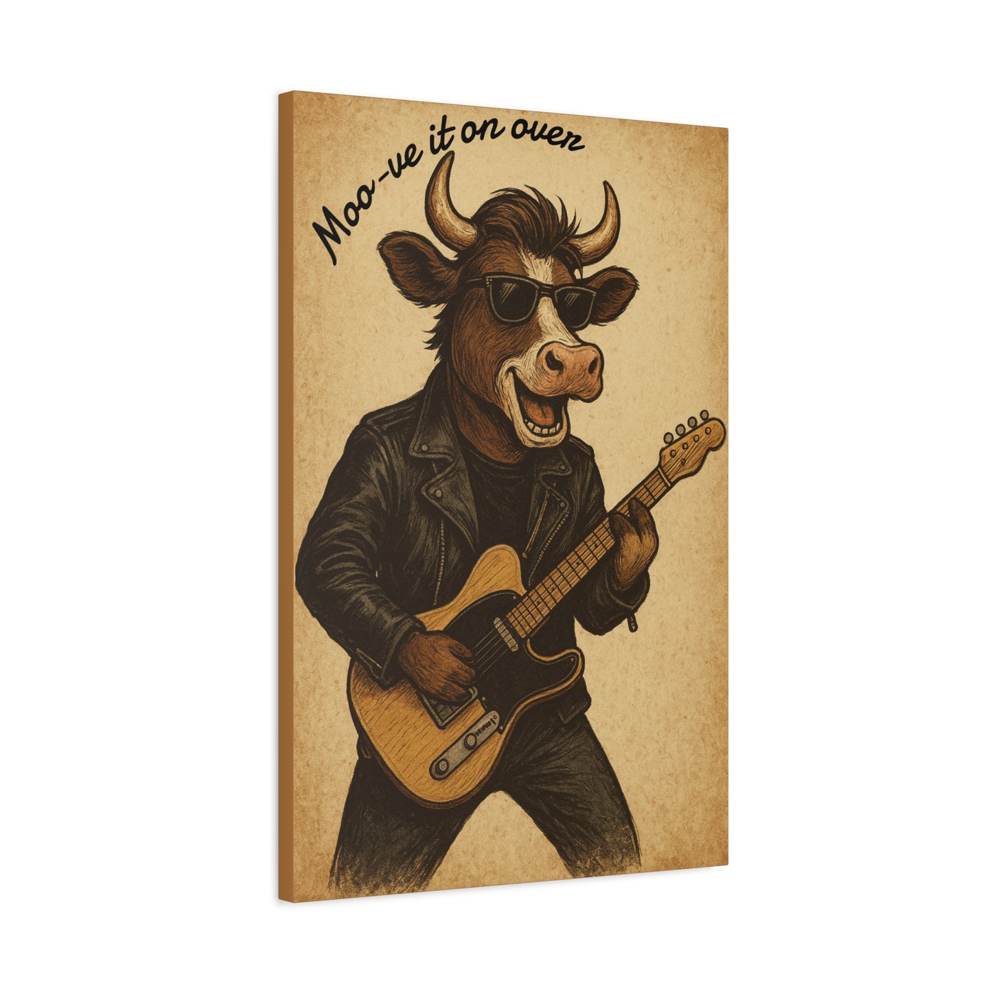 Rockin' Cow Canvas Wall Art, Moo-ve It On Over Decor