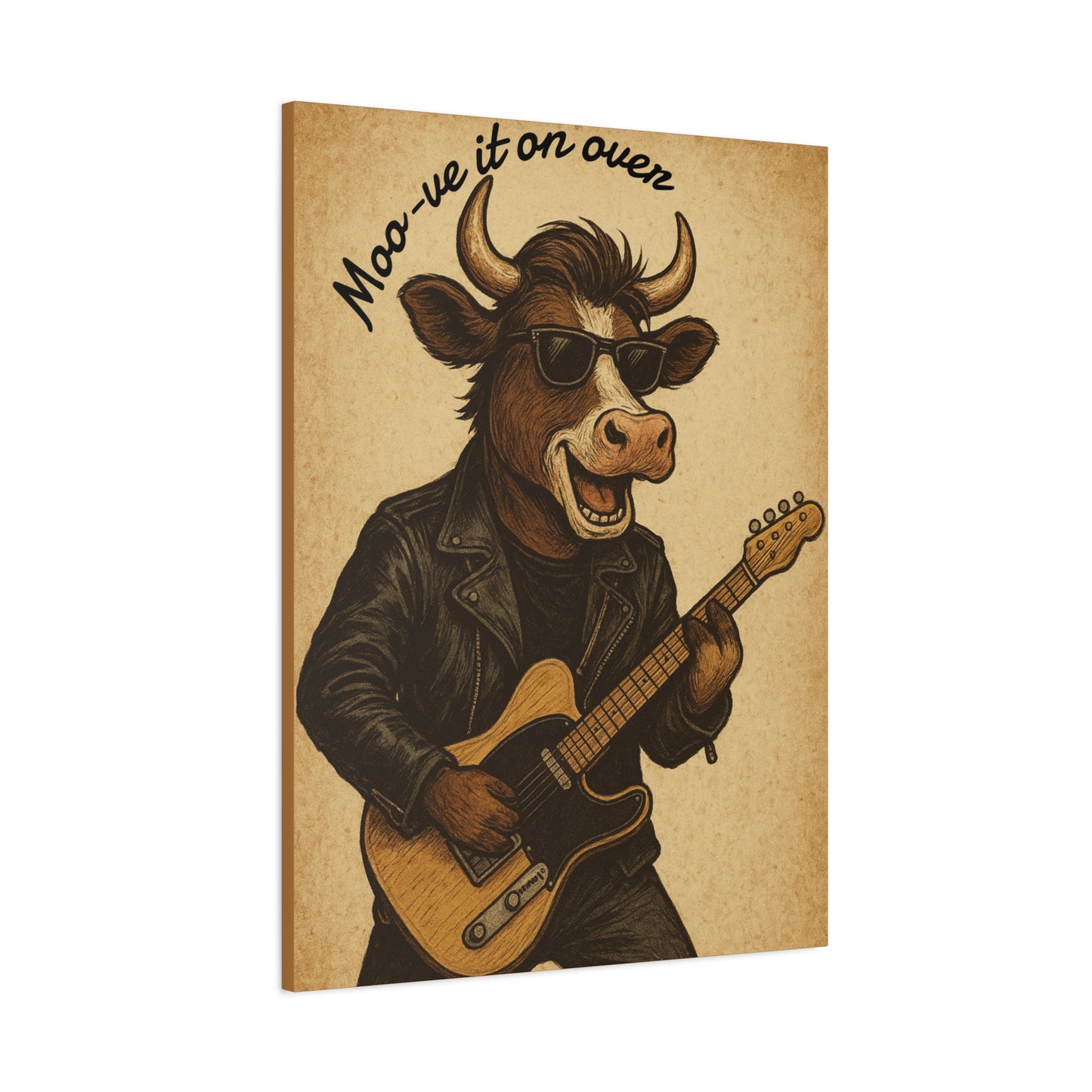 Rockin' Cow Canvas Wall Art, Moo-ve It On Over Decor