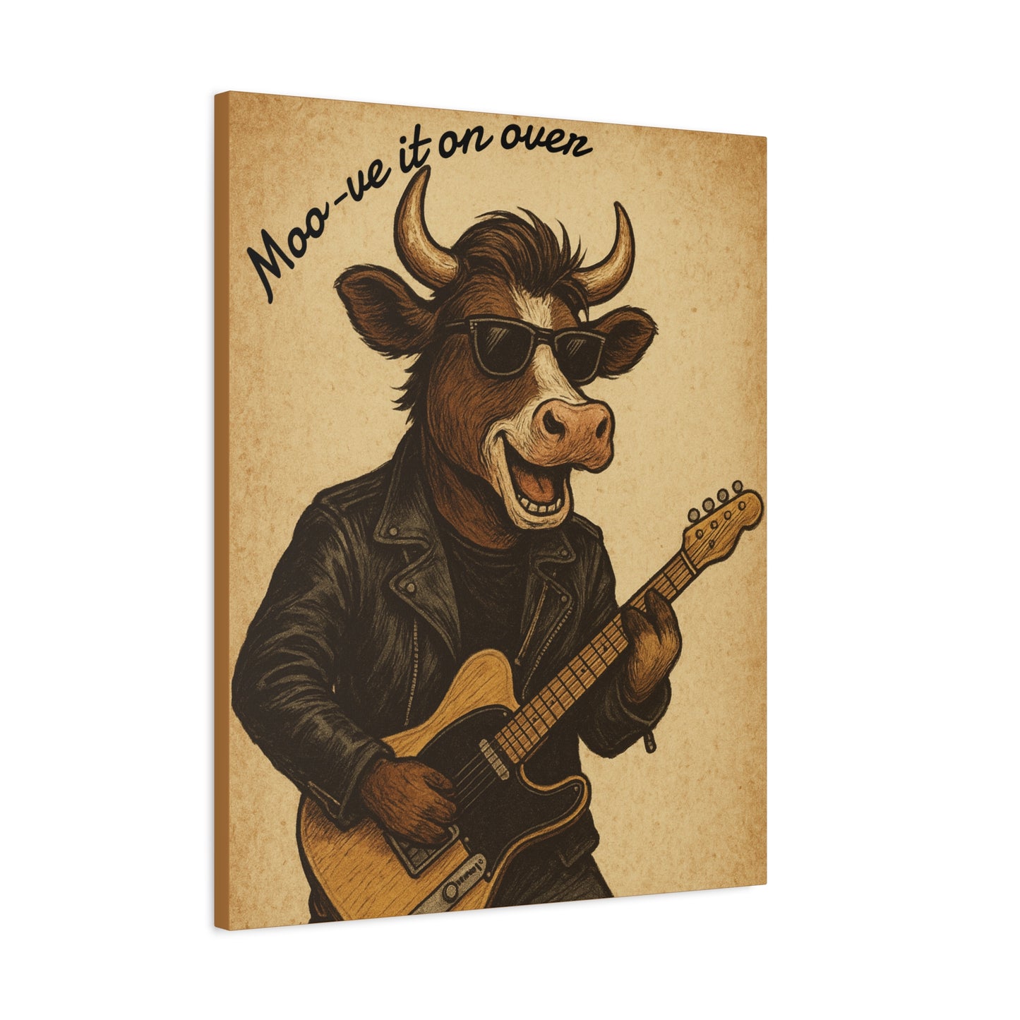 Rockin' Cow Canvas Wall Art, Moo-ve It On Over Decor