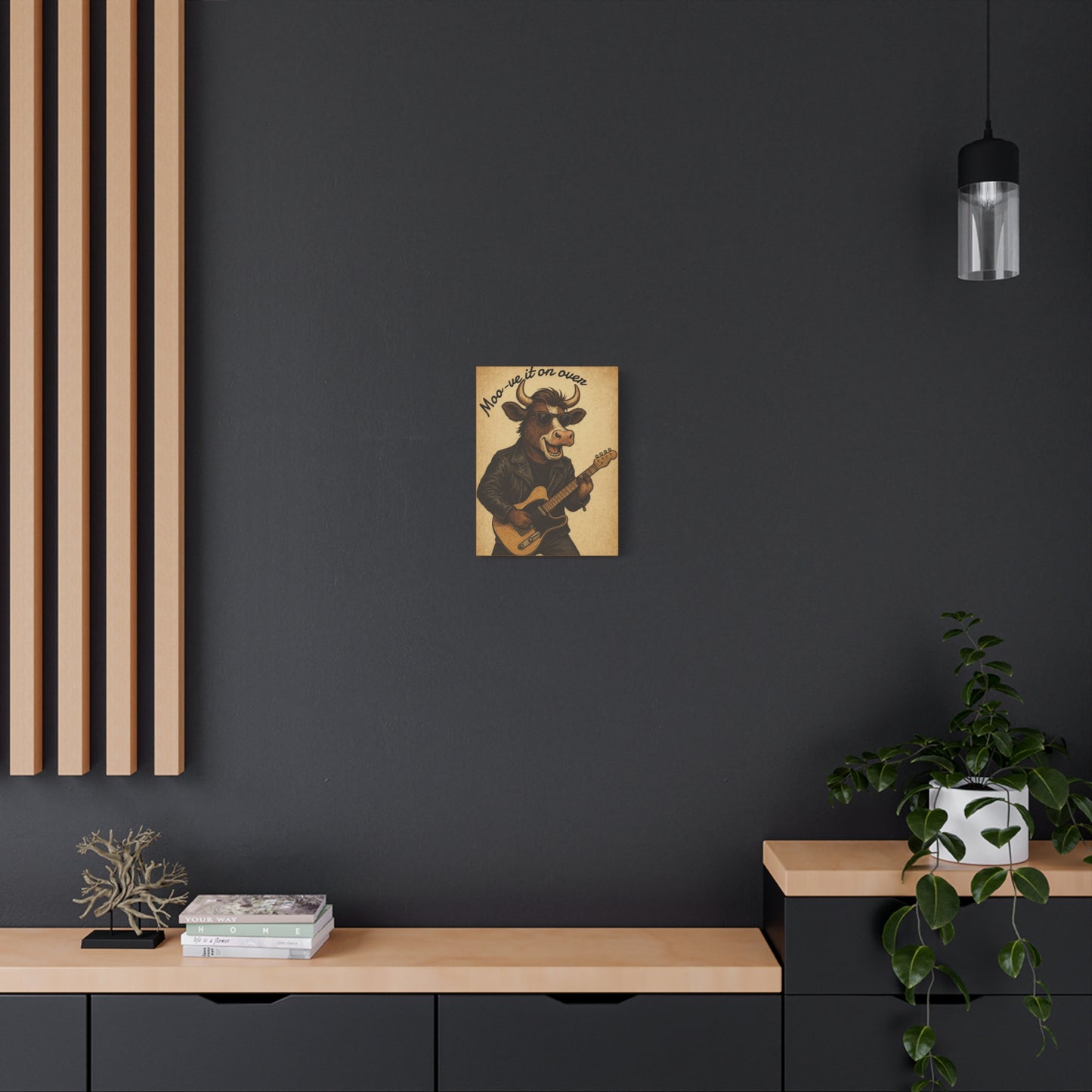 Rockin' Cow Canvas Wall Art, Moo-ve It On Over Decor
