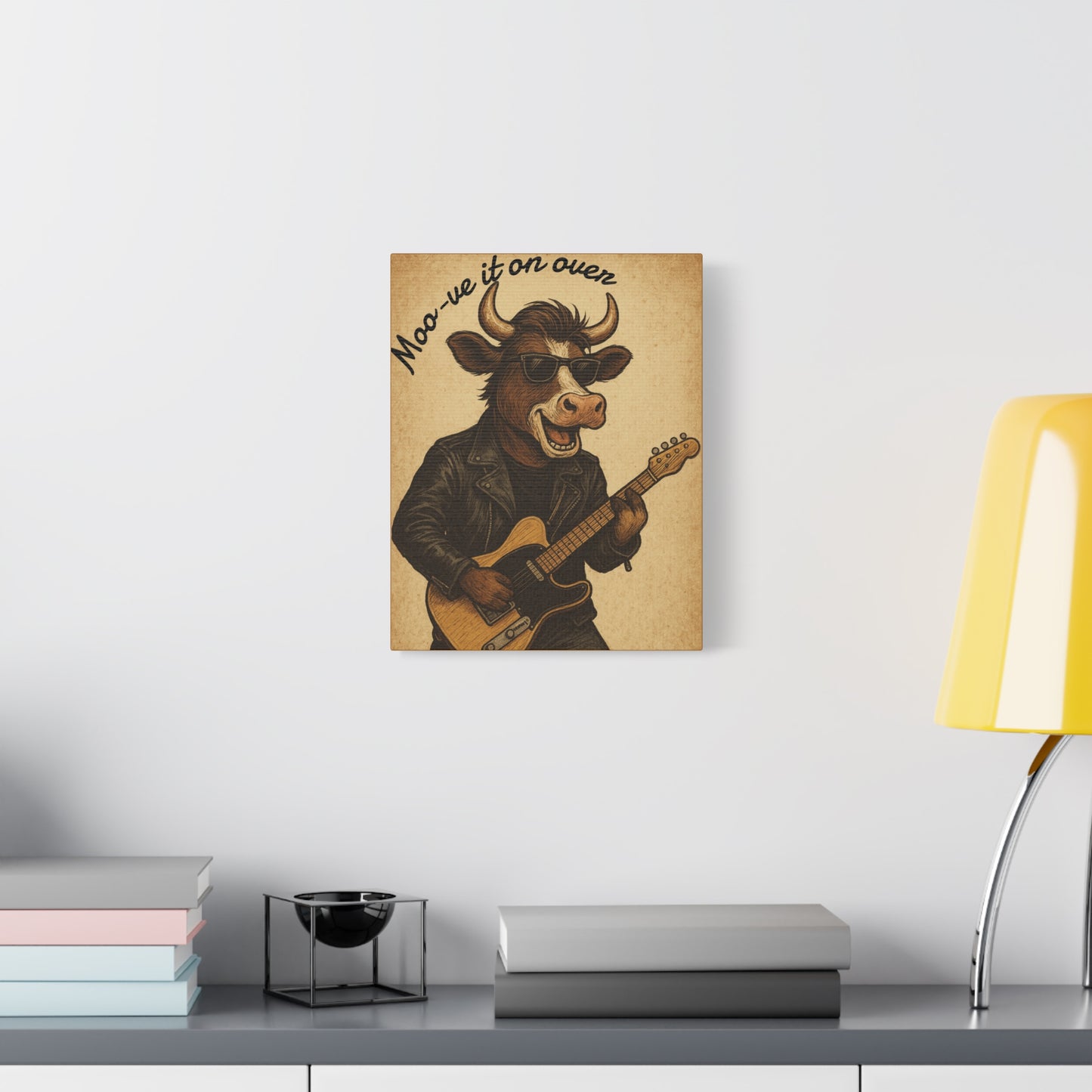 Rockin' Cow Canvas Wall Art, Moo-ve It On Over Decor