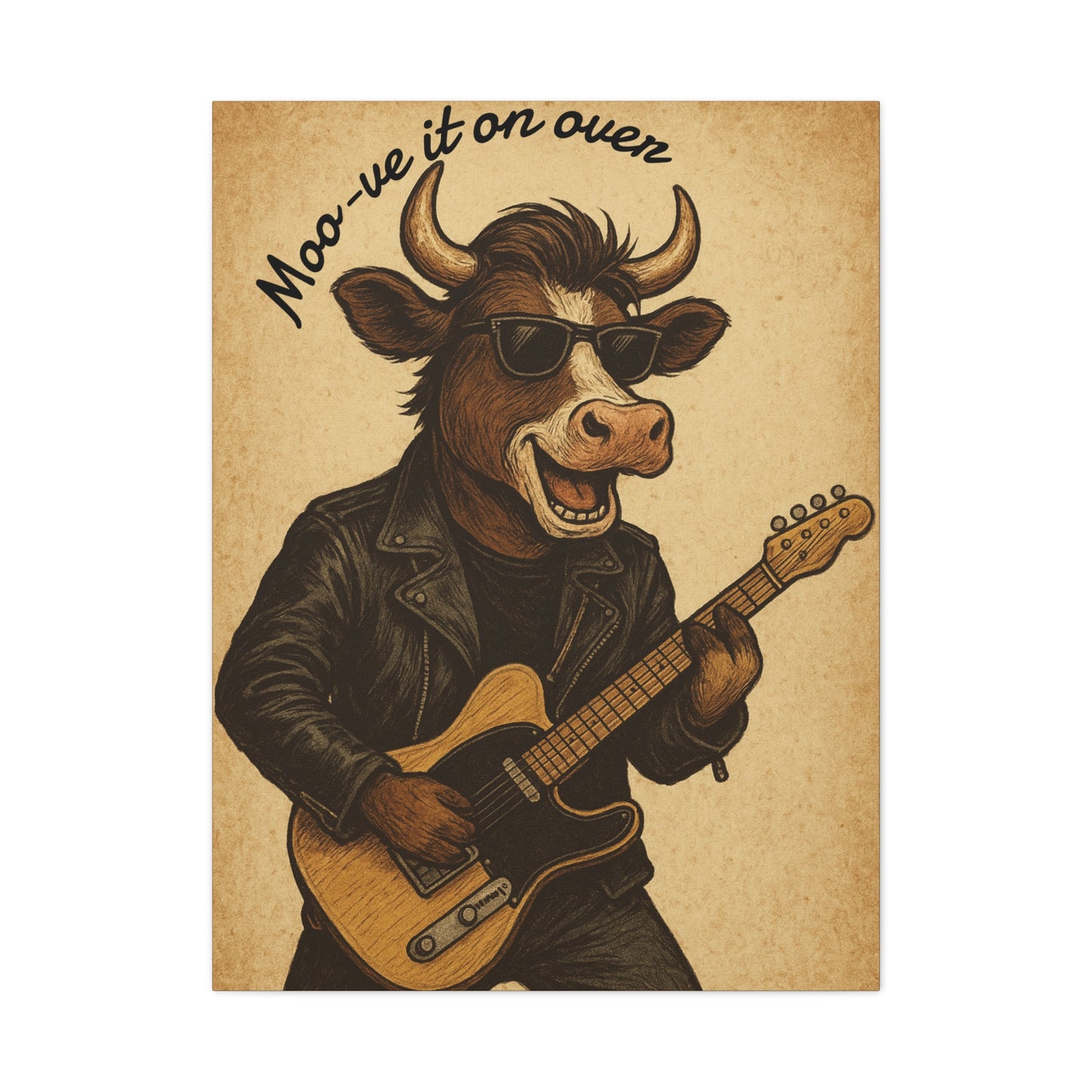 Rockin' Cow Canvas Wall Art, Moo-ve It On Over Decor