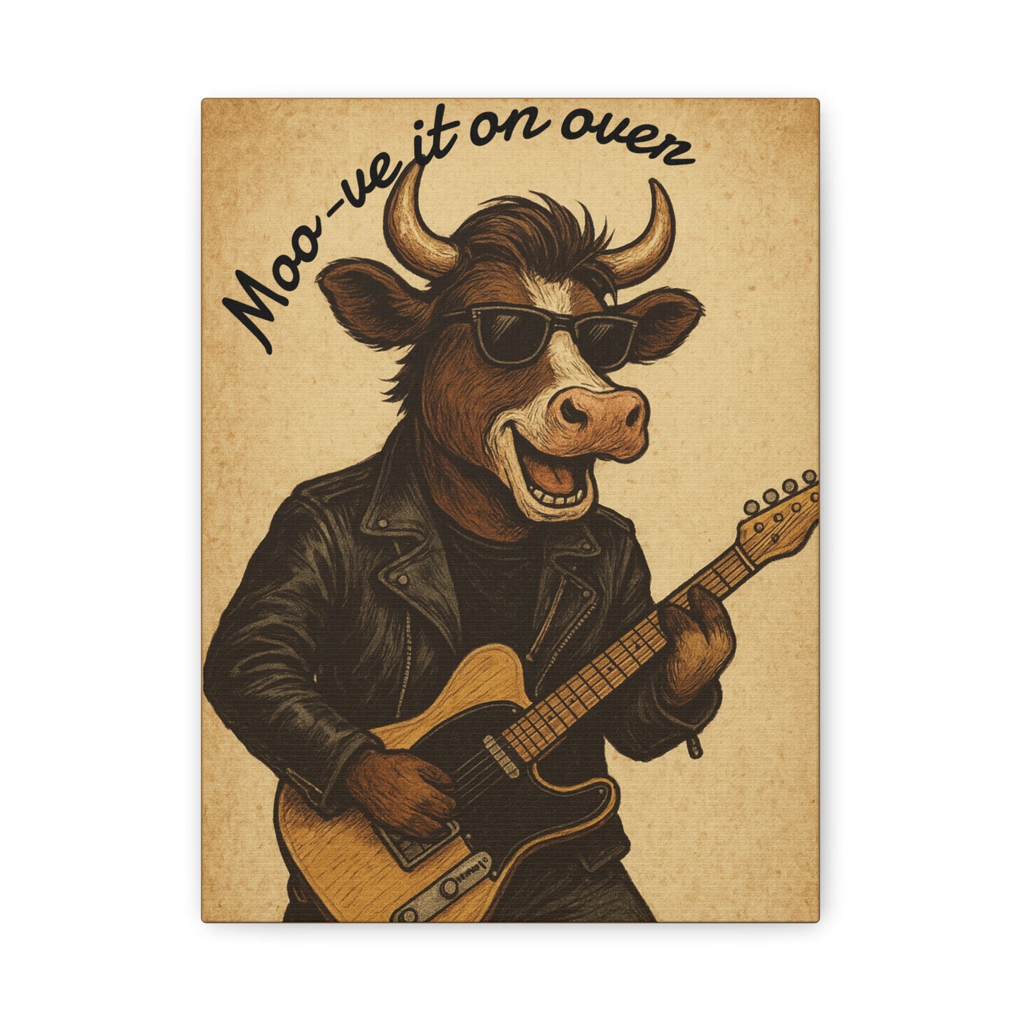 Rockin' Cow Canvas Wall Art, Moo-ve It On Over Decor