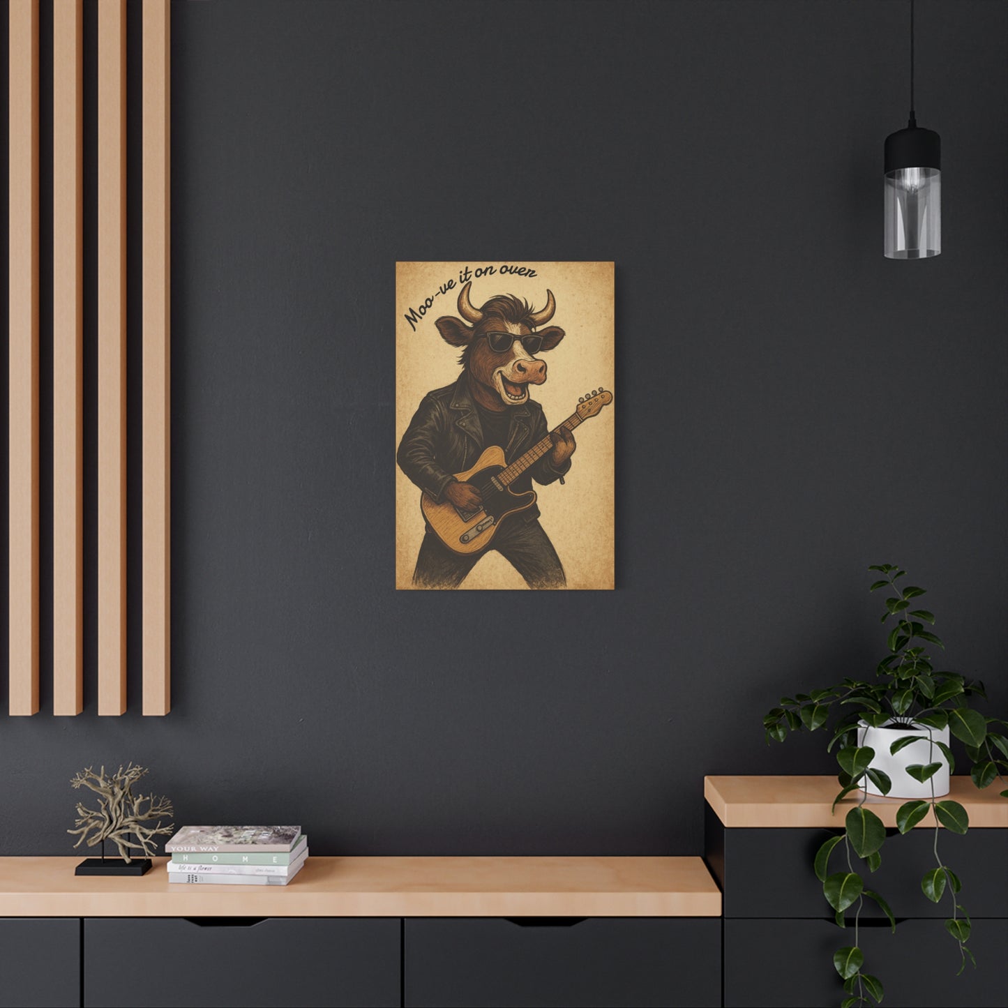 Rockin' Cow Canvas Wall Art, Moo-ve It On Over Decor