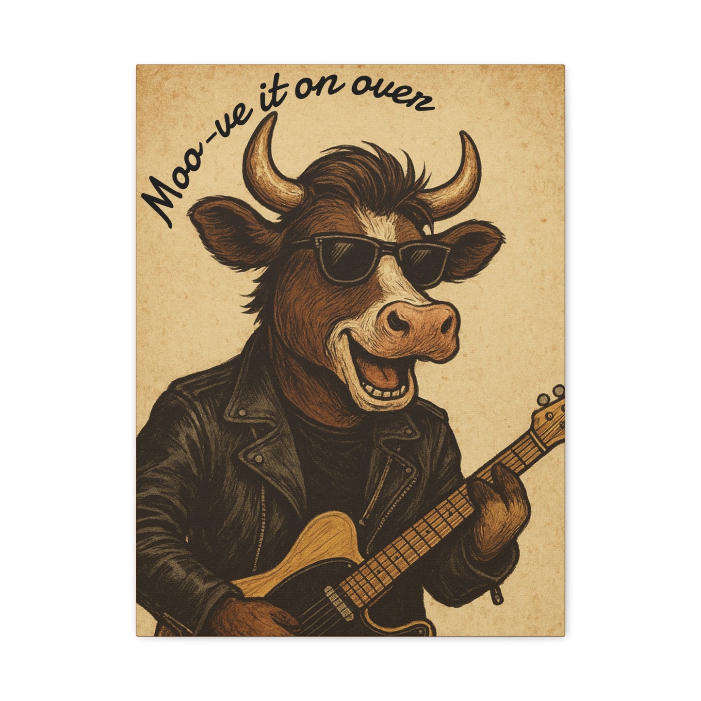 Rockin' Cow Canvas Wall Art, Moo-ve It On Over Decor