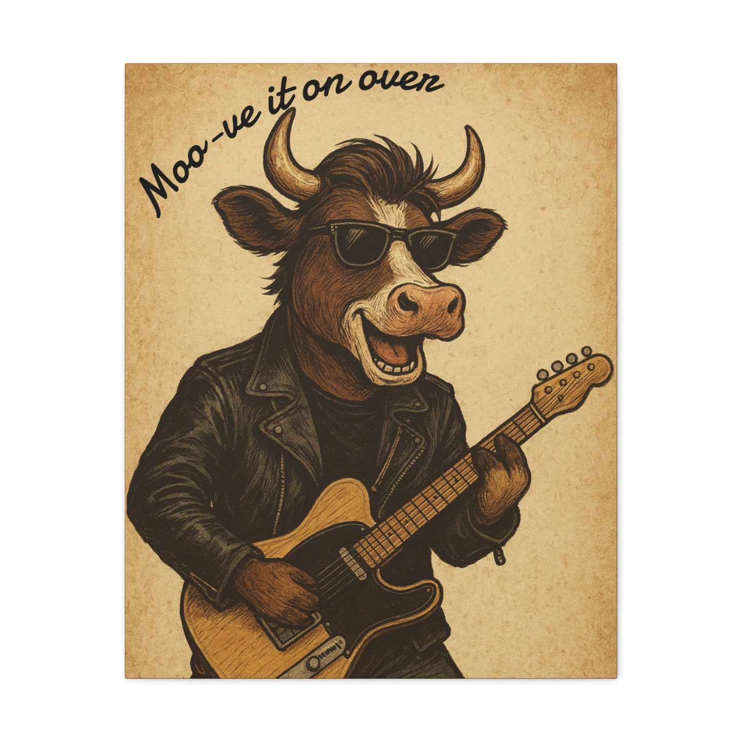 Rockin' Cow Canvas Wall Art, Moo-ve It On Over Decor
