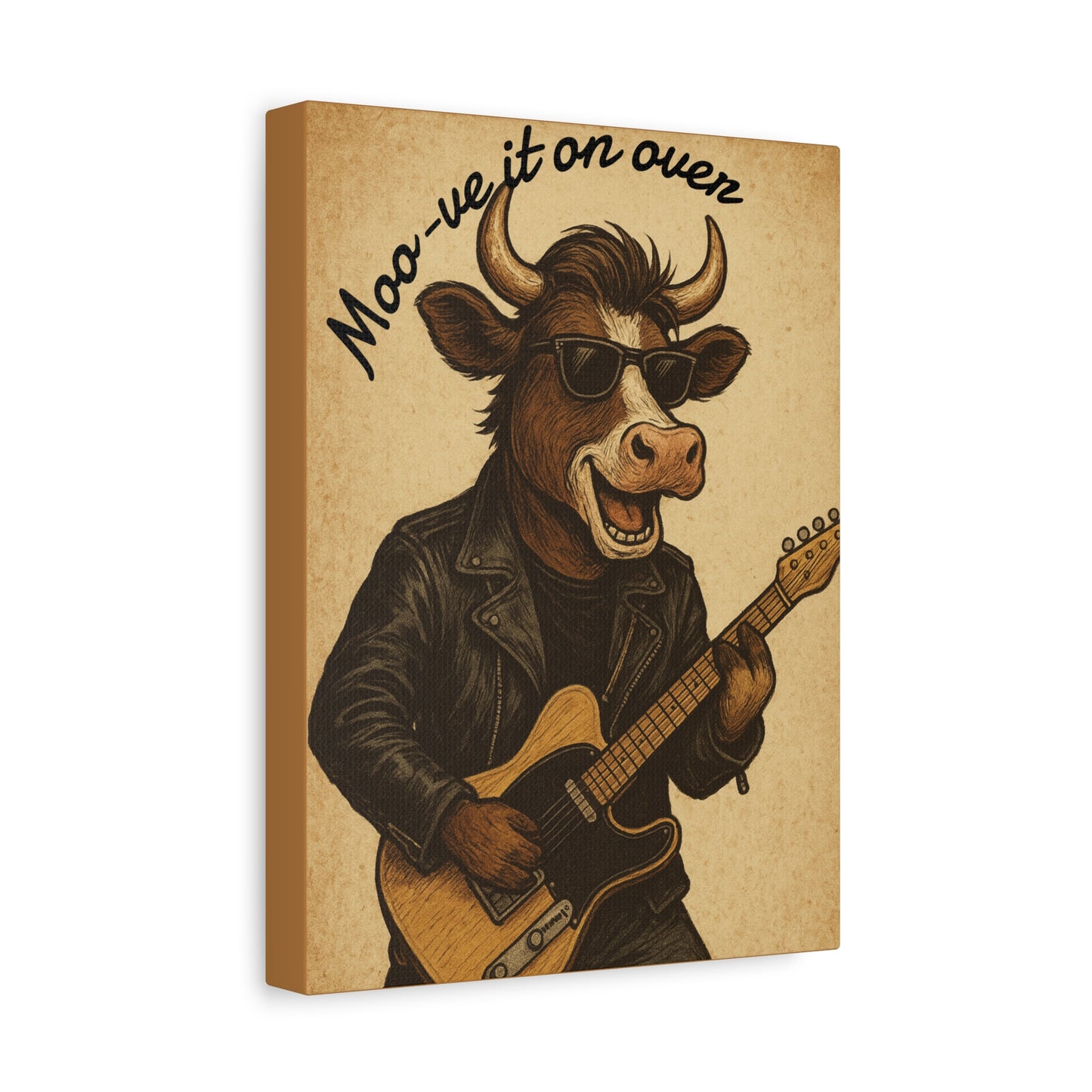 Rockin' Cow Canvas Wall Art, Moo-ve It On Over Decor
