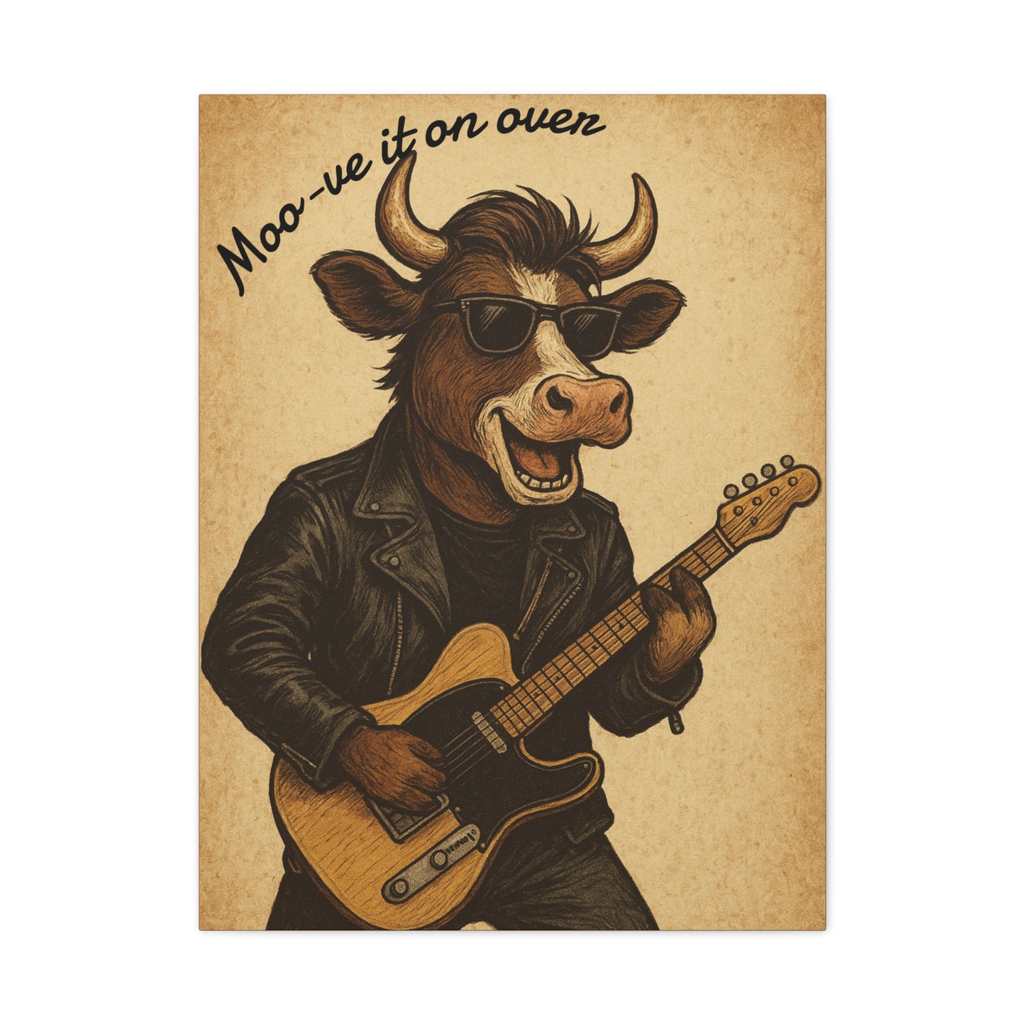 Rockin' Cow Canvas Wall Art, Moo-ve It On Over Decor