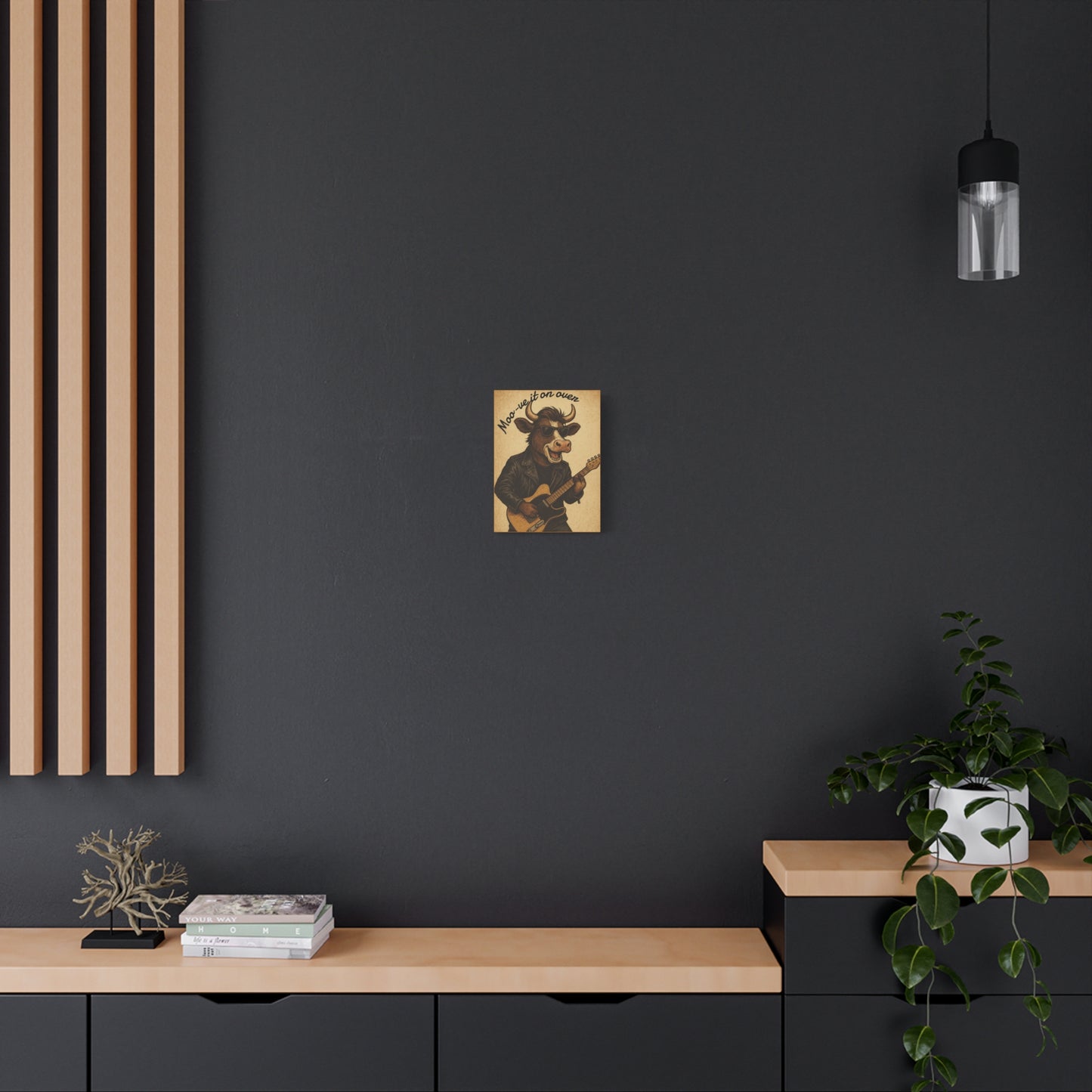 Rockin' Cow Canvas Wall Art, Moo-ve It On Over Decor