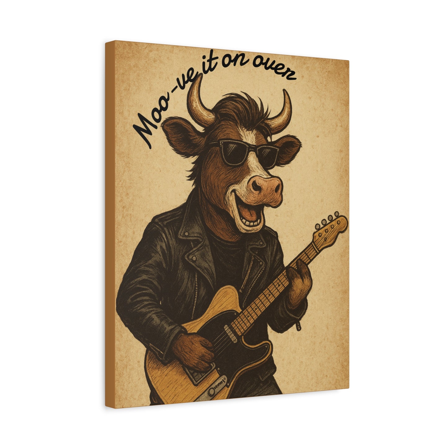 Rockin' Cow Canvas Wall Art, Moo-ve It On Over Decor