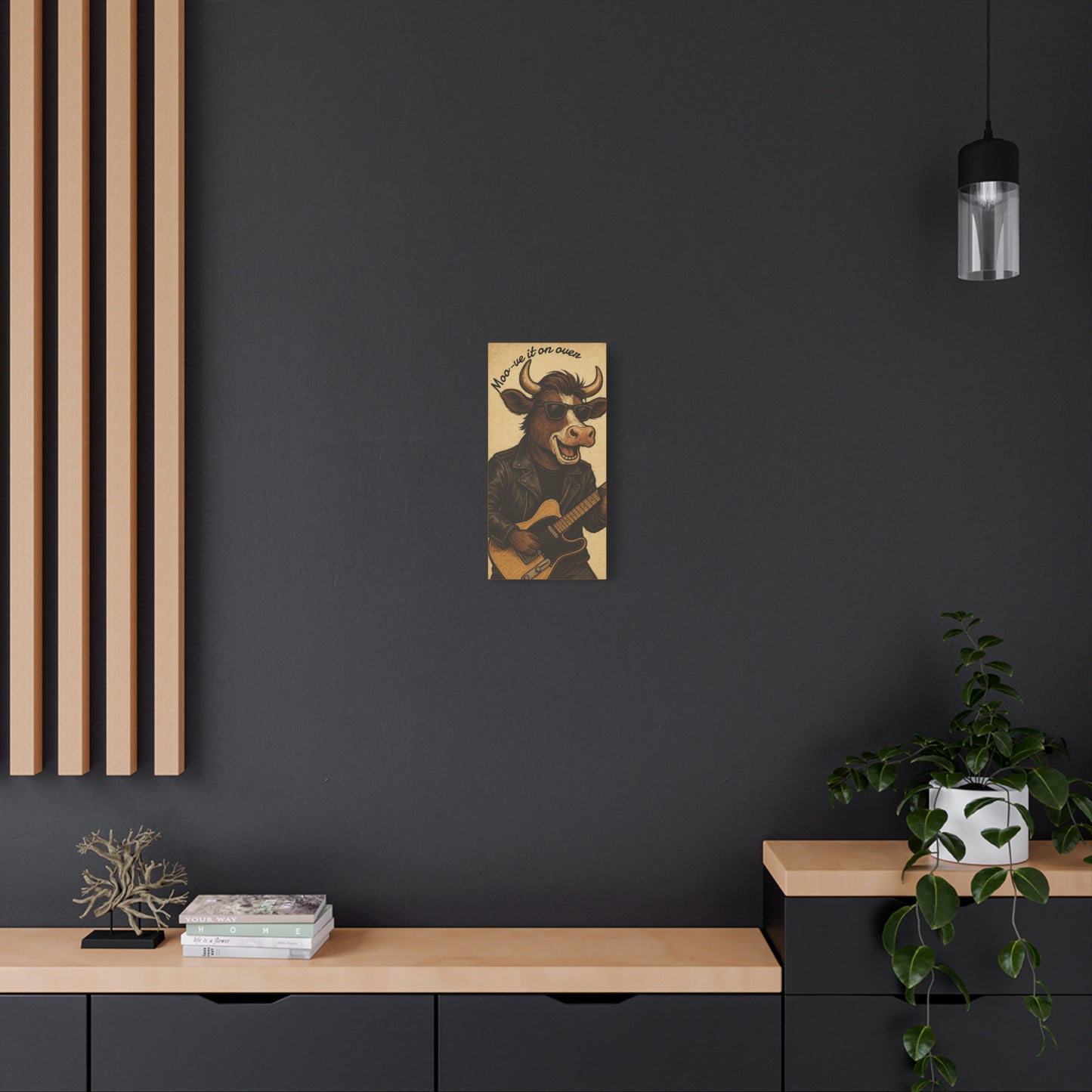 Rockin' Cow Canvas Wall Art, Moo-ve It On Over Decor