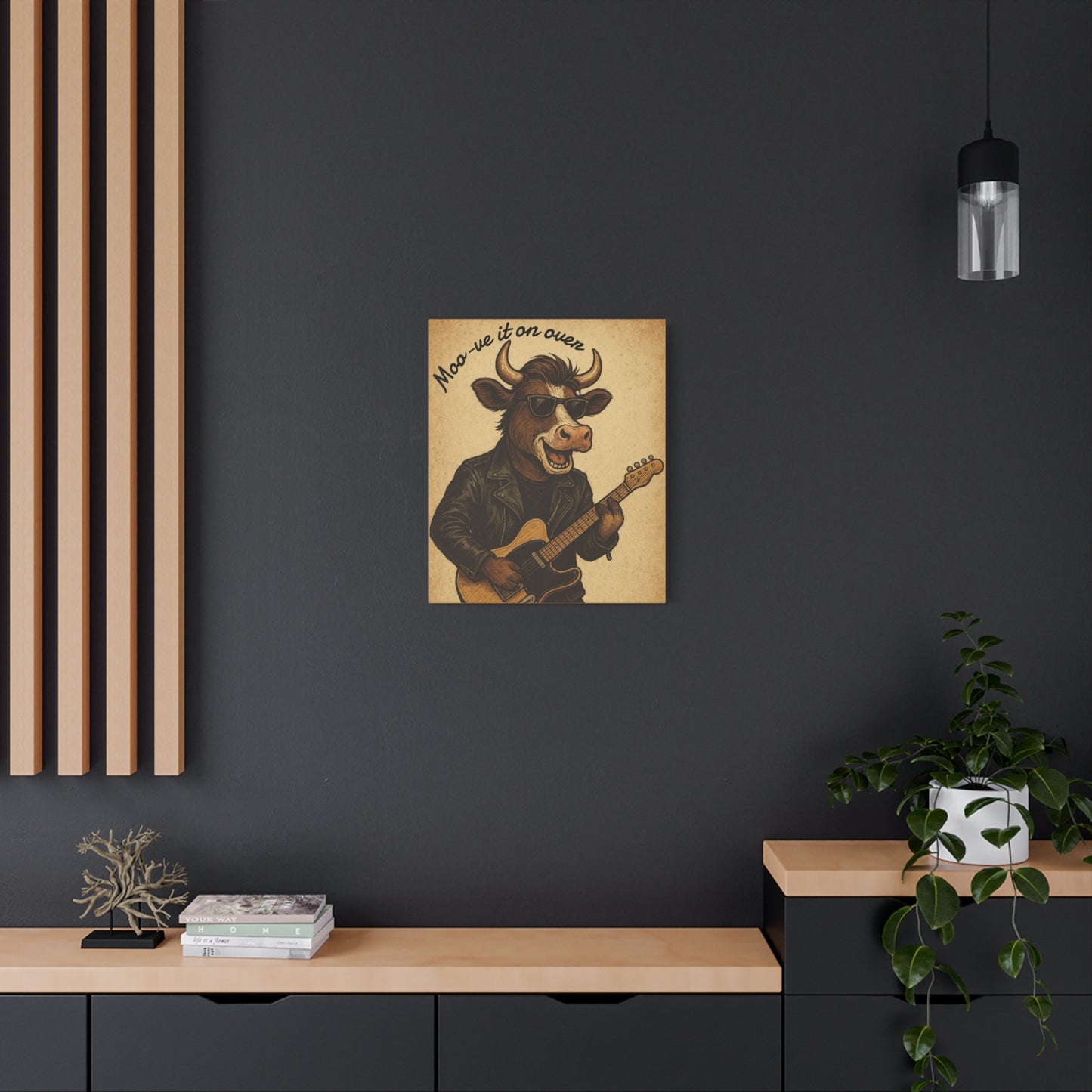 Rockin' Cow Canvas Wall Art, Moo-ve It On Over Decor
