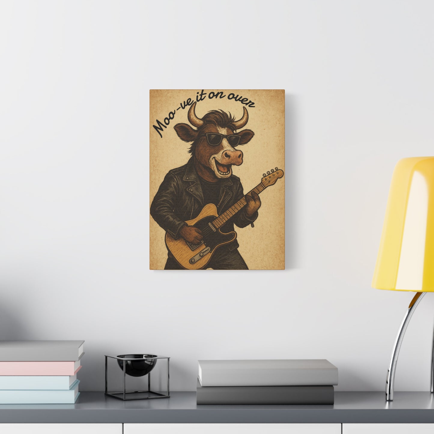 Rockin' Cow Canvas Wall Art, Moo-ve It On Over Decor