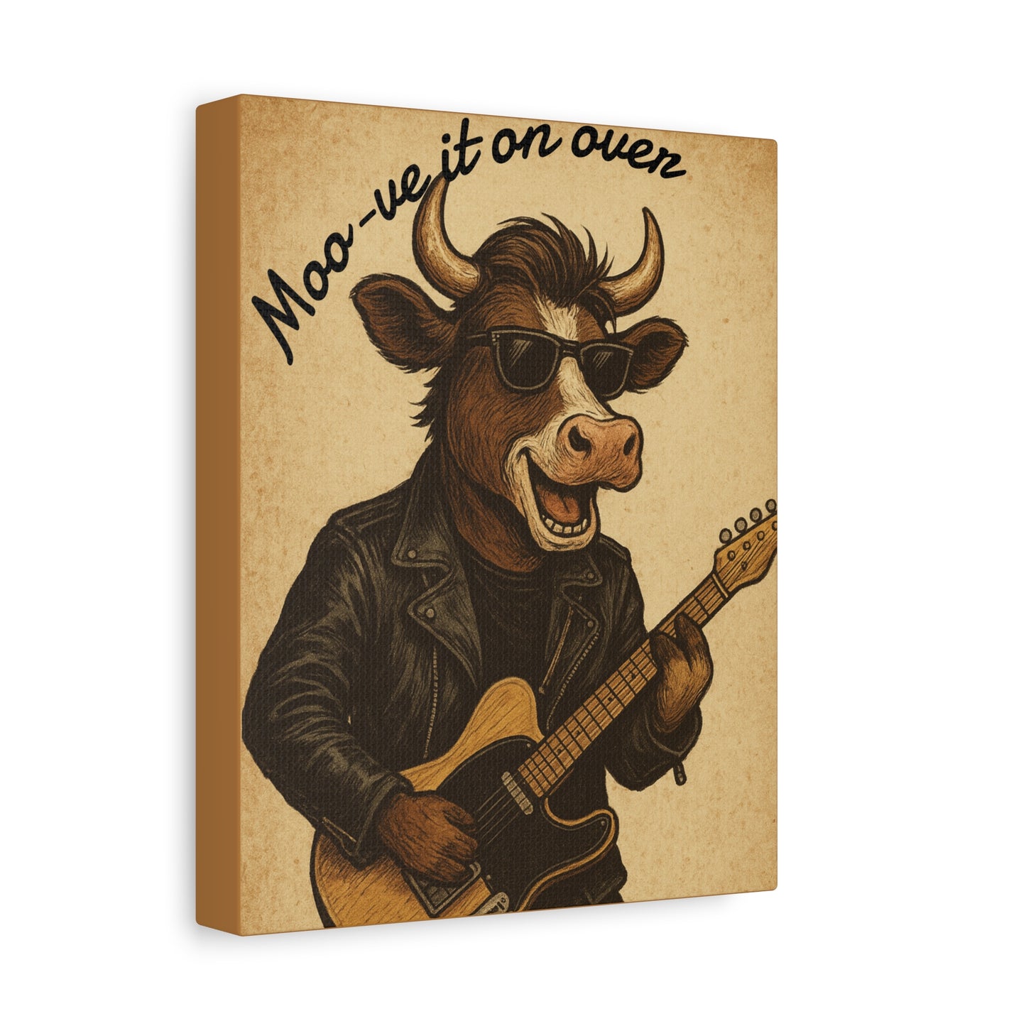 Rockin' Cow Canvas Wall Art, Moo-ve It On Over Decor