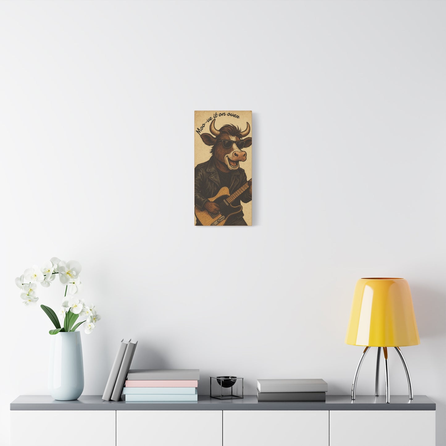 Rockin' Cow Canvas Wall Art, Moo-ve It On Over Decor