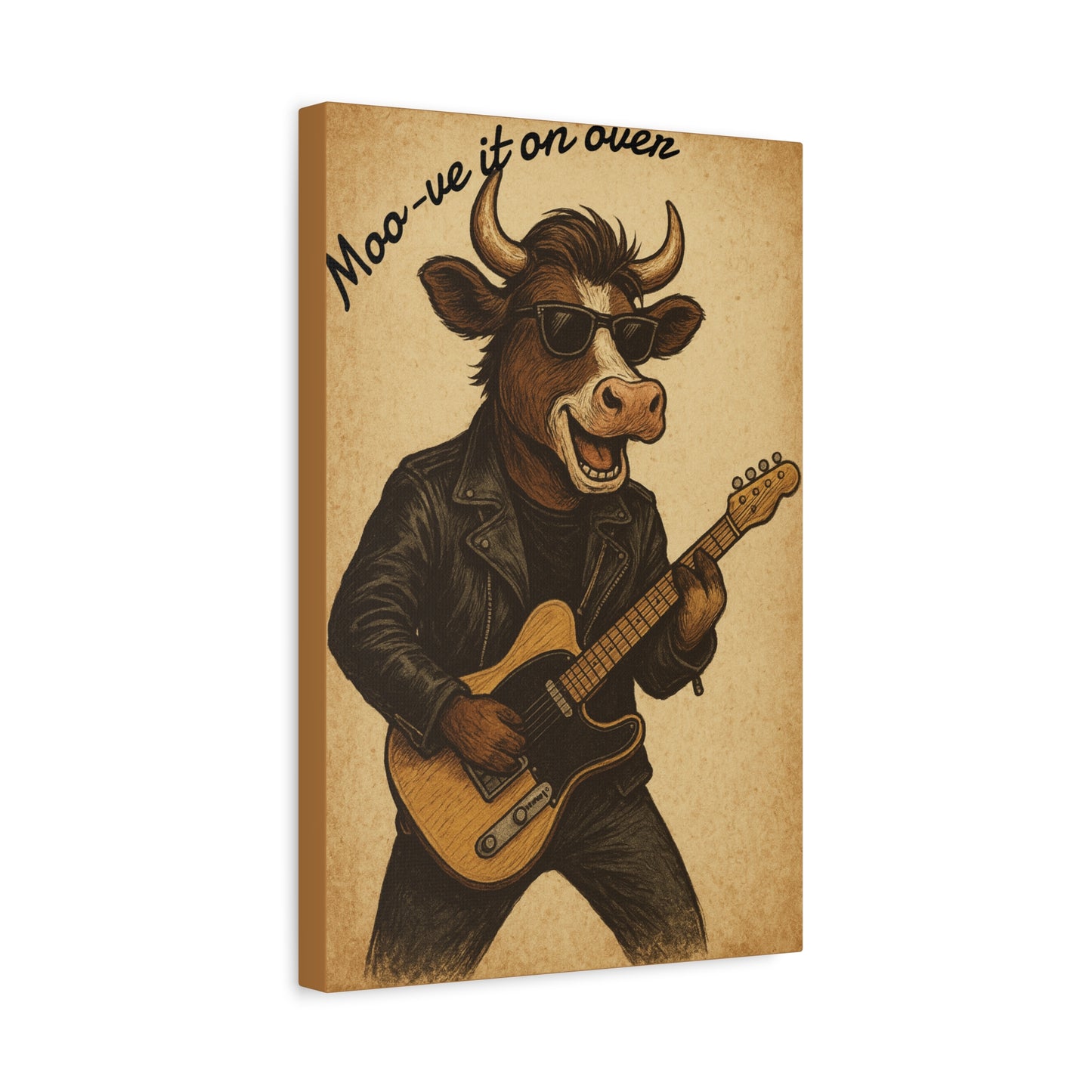 Rockin' Cow Canvas Wall Art, Moo-ve It On Over Decor