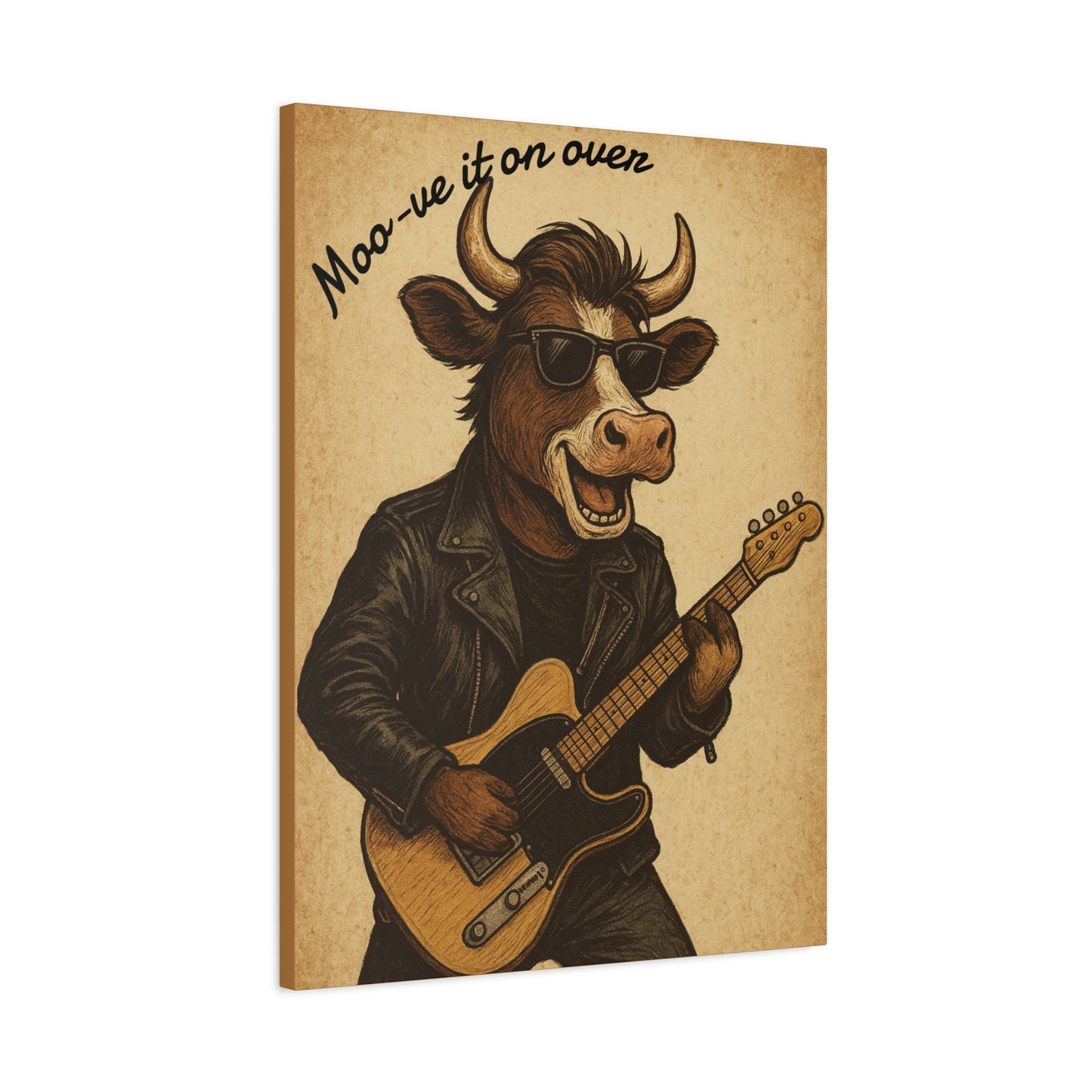 Rockin' Cow Canvas Wall Art, Moo-ve It On Over Decor