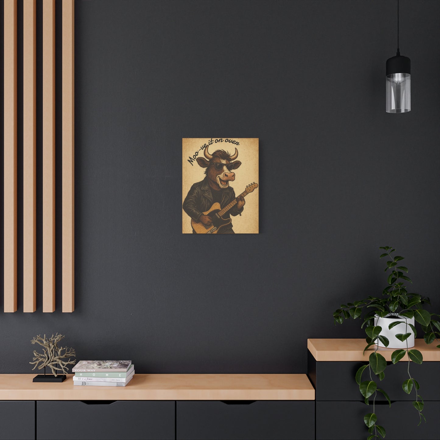 Rockin' Cow Canvas Wall Art, Moo-ve It On Over Decor