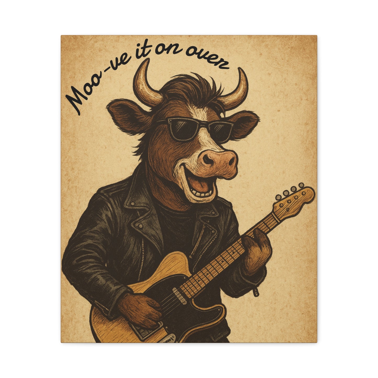 Rockin' Cow Canvas Wall Art, Moo-ve It On Over Decor