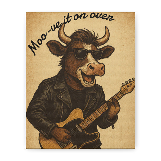 Rockin' Cow Canvas Wall Art, Moo-ve It On Over Decor
