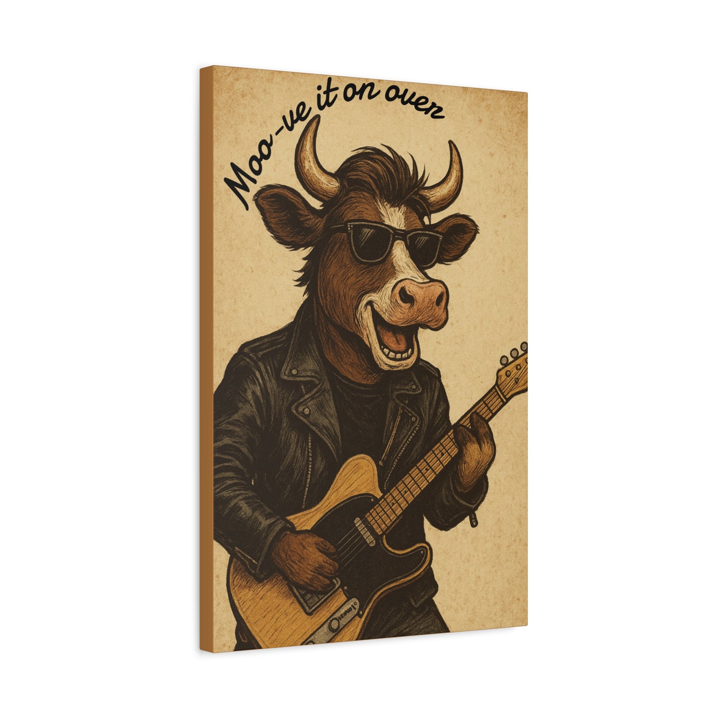 Rockin' Cow Canvas Wall Art, Moo-ve It On Over Decor
