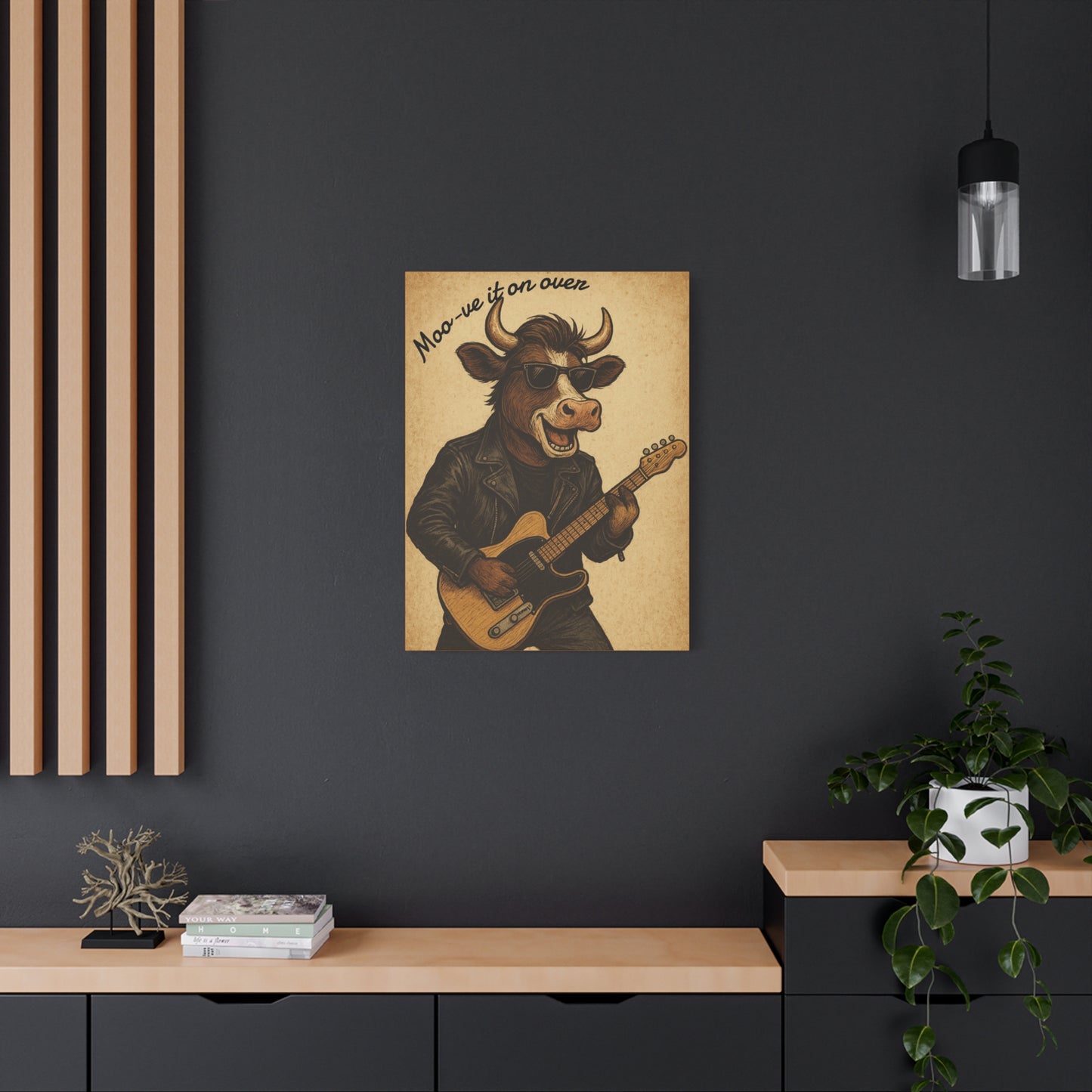 Rockin' Cow Canvas Wall Art, Moo-ve It On Over Decor