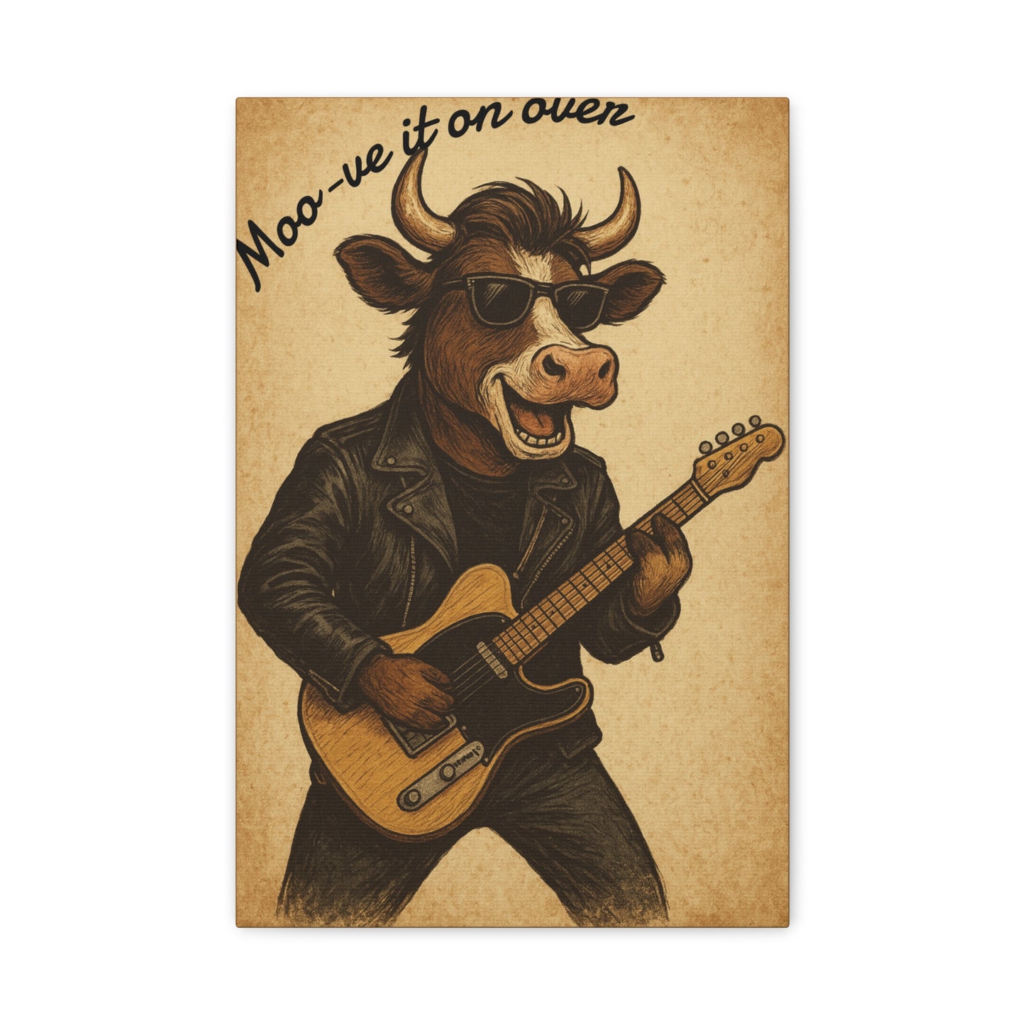Rockin' Cow Canvas Wall Art, Moo-ve It On Over Decor