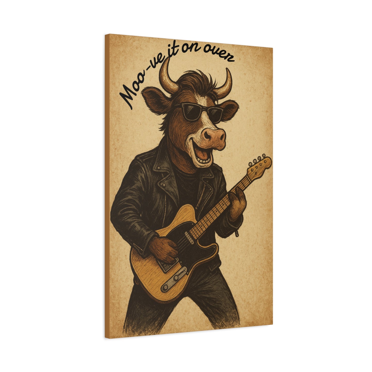 Rockin' Cow Canvas Wall Art, Moo-ve It On Over Decor
