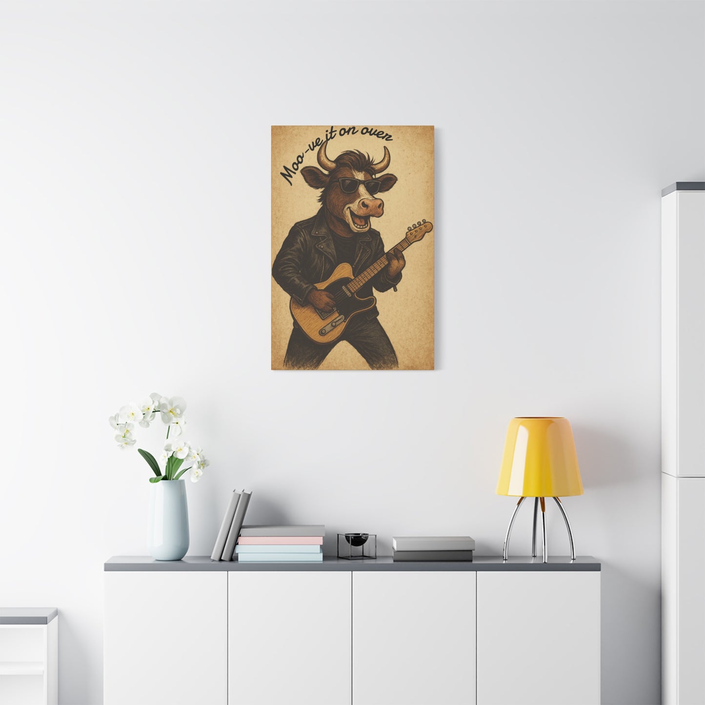 Rockin' Cow Canvas Wall Art, Moo-ve It On Over Decor