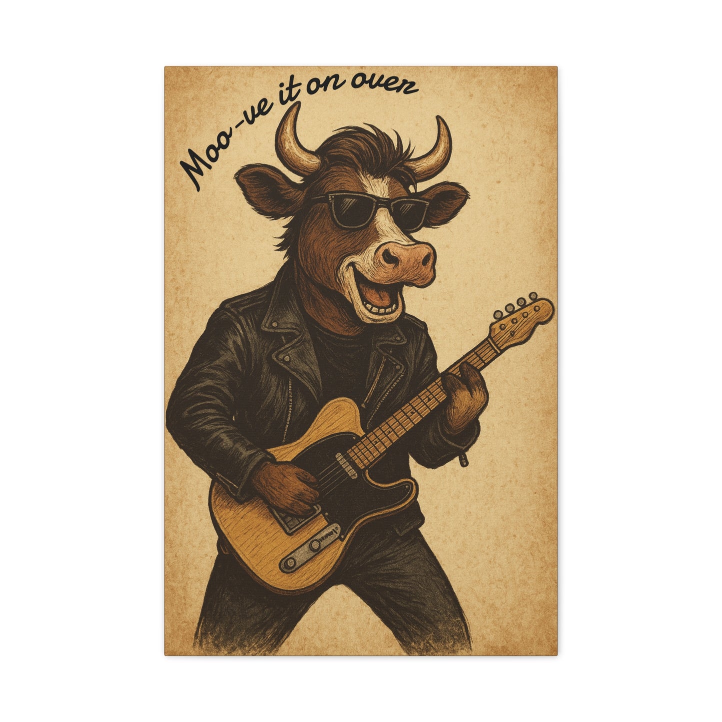 Rockin' Cow Canvas Wall Art, Moo-ve It On Over Decor