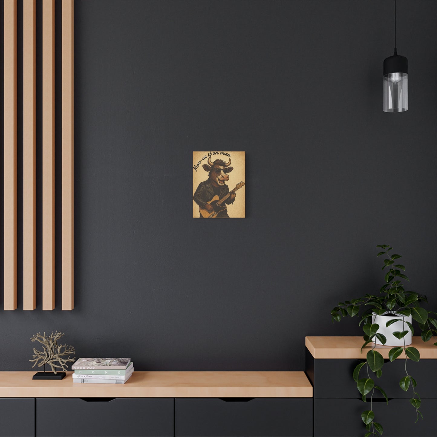 Rockin' Cow Canvas Wall Art, Moo-ve It On Over Decor