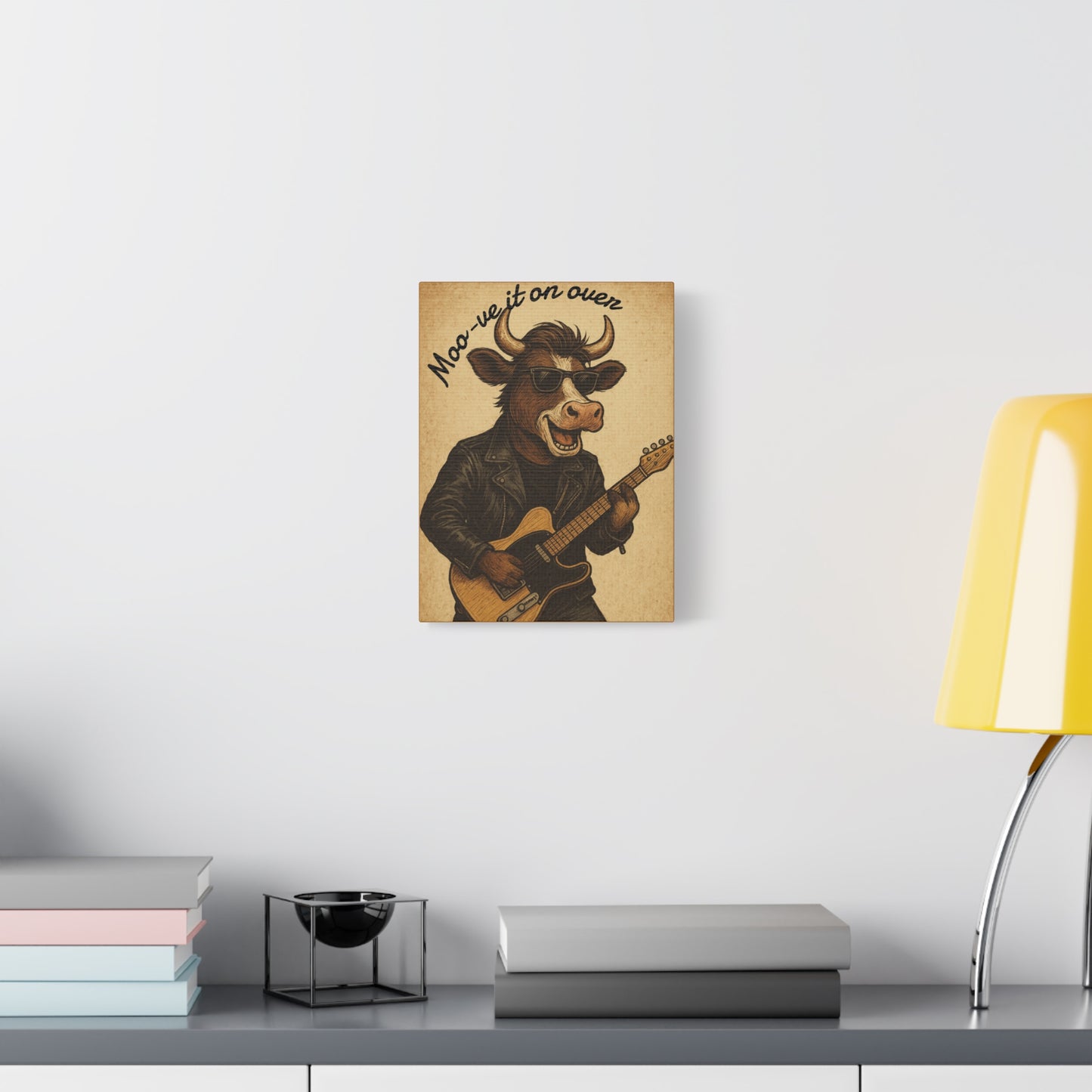 Rockin' Cow Canvas Wall Art, Moo-ve It On Over Decor