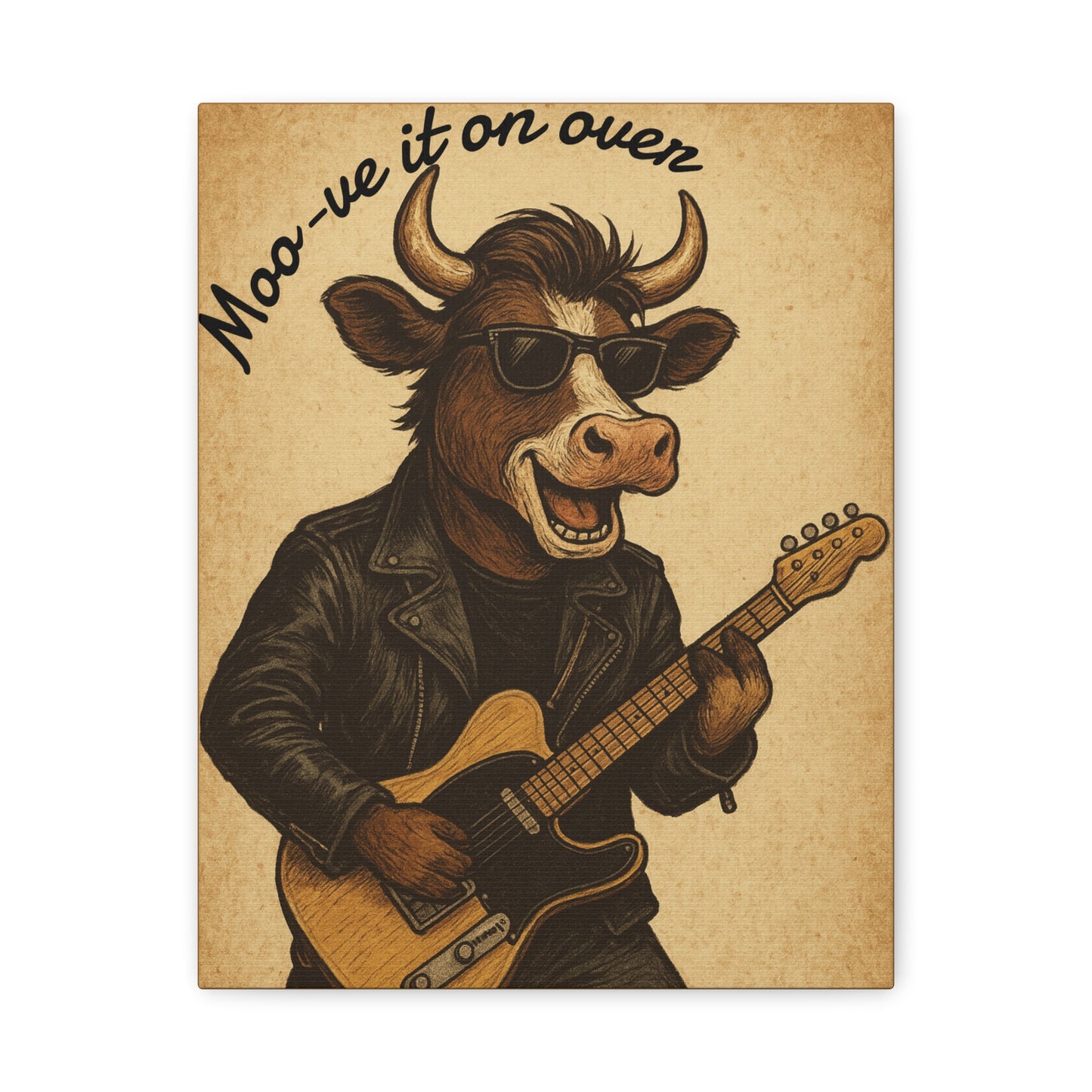 Rockin' Cow Canvas Wall Art, Moo-ve It On Over Decor